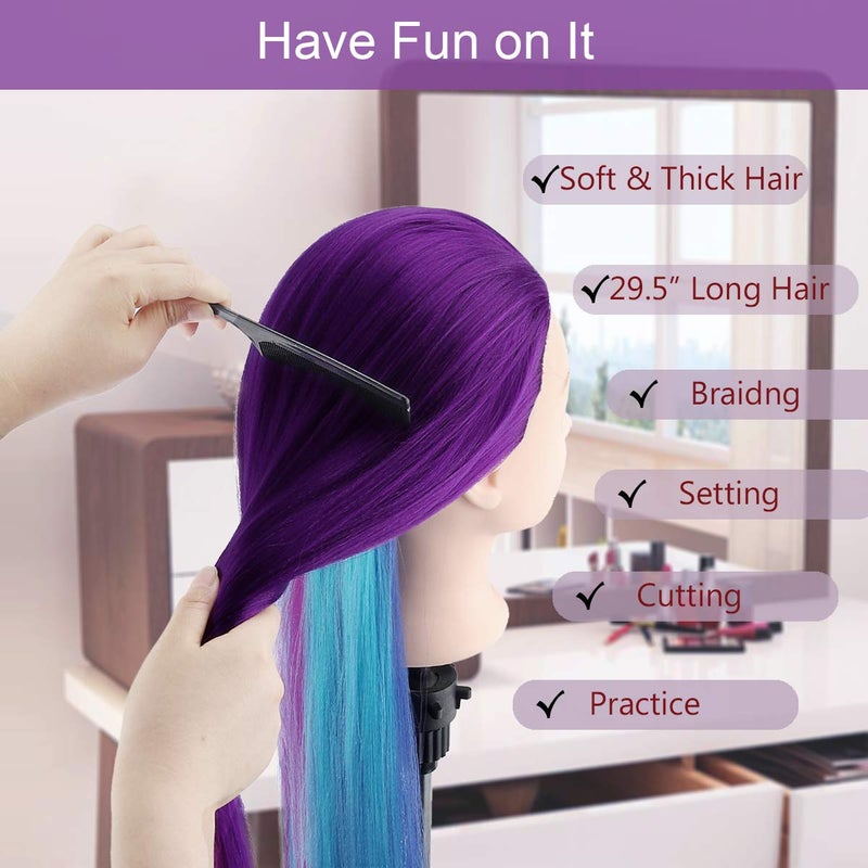TopDirect Mannequin Head with Hair, 29" Training Head Hair Mannequin Manikin Head Cosmetology Doll Head Practice Styling Hairdressing Training Braiding Heads with Clamp Holder and Tool Set - Image 5